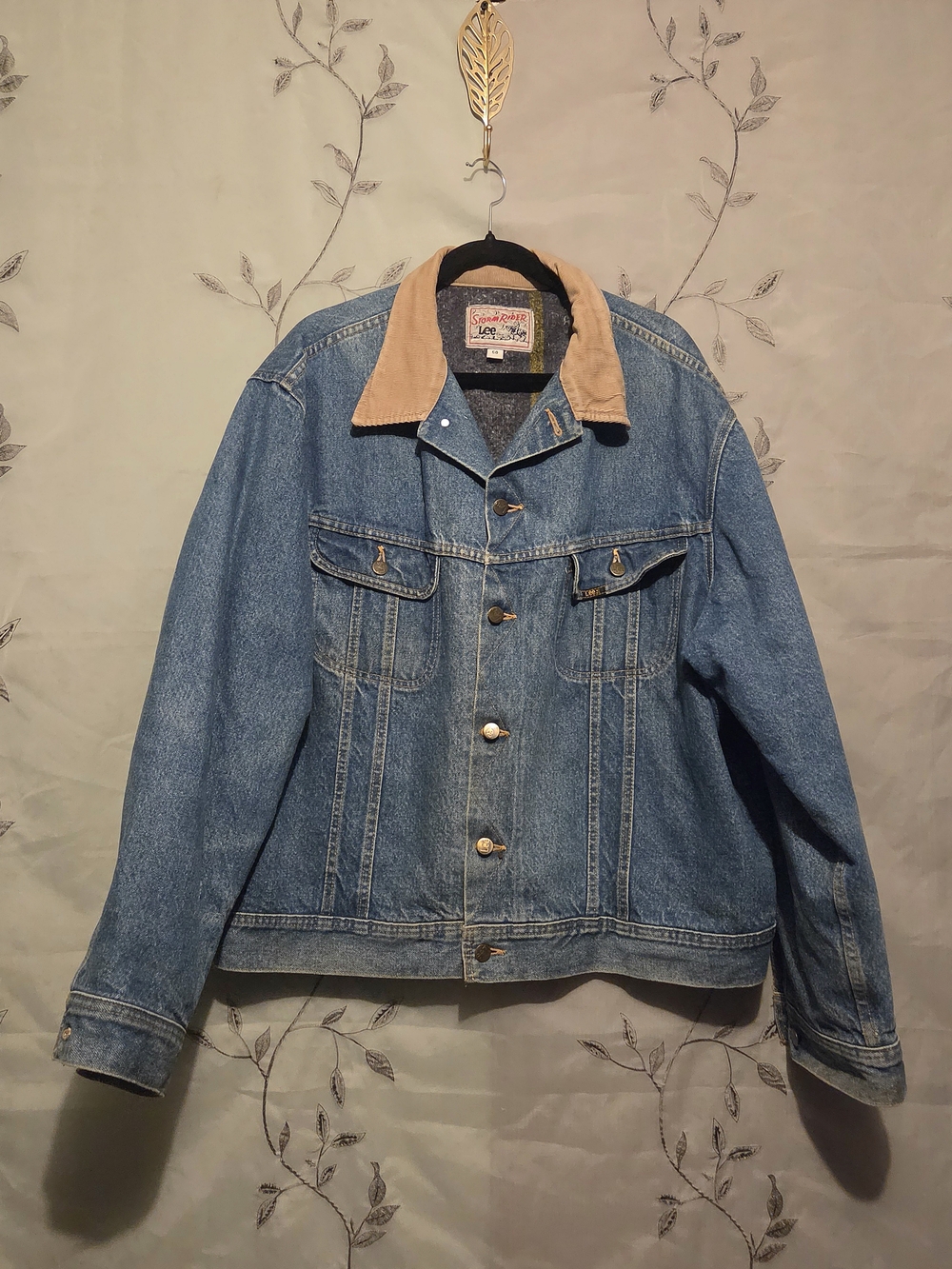 *Near MINT*Vintage Storm Rider by Lee Blue Denim Jacket with Tan Corduroy Collar
